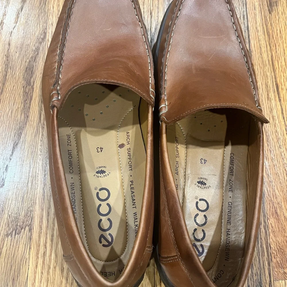 ECCO‎ Brown Leather Classic Slip On Loafer Shoes Men's Size 43 (9-9.5) US